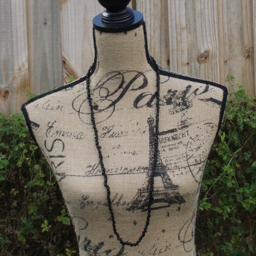 3/$10 BOHO BLACK SEED BEAD NECKLACE